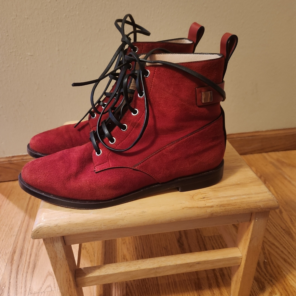 Stuart Weitzman crimson suede boots size 7.5